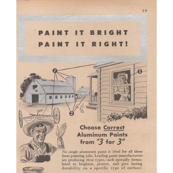 Alcoa Aluminum House Masonry Enamel Paints Farm House Barn Vintage Print Ad 1946